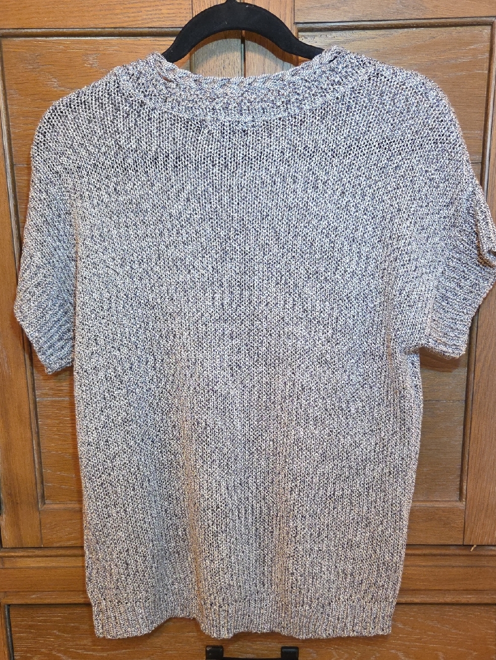 Cable & Gauge Black & White Marled Short Sleeve Sweater - Picture 4 of 6